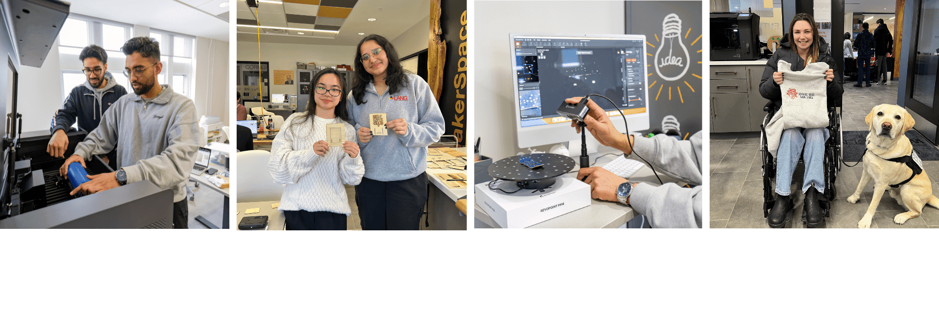 group of photos of students in Makerspace