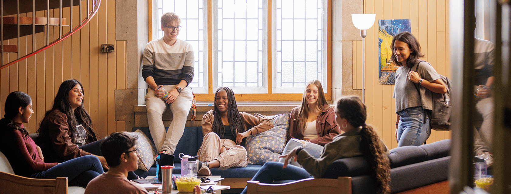 Students in Johnston Hall Lounge