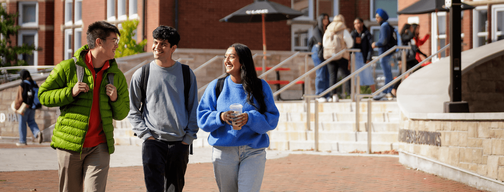 Students walking on campus at the University of Guelph
