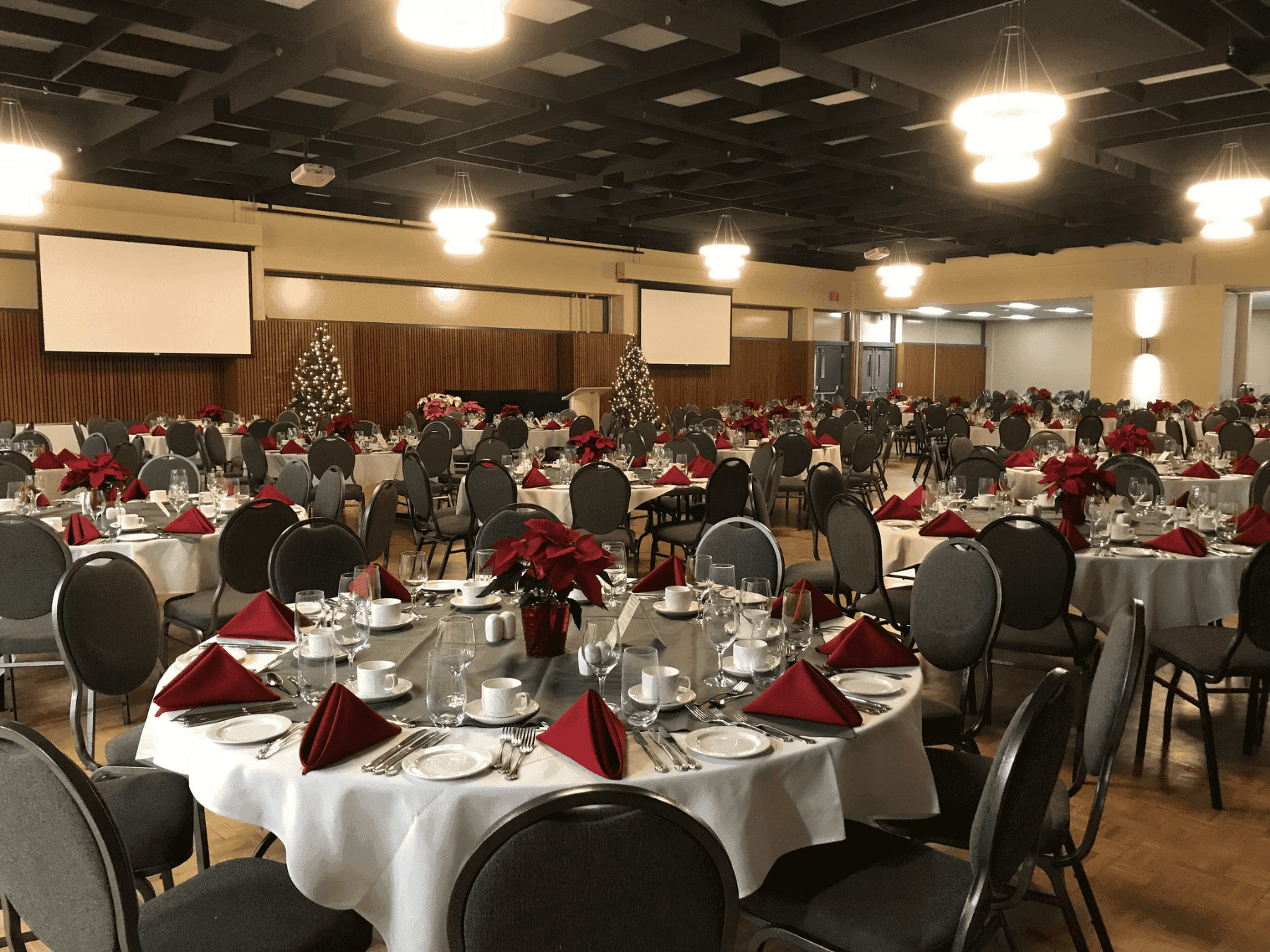 Dinner set up at Peter Clark Hall