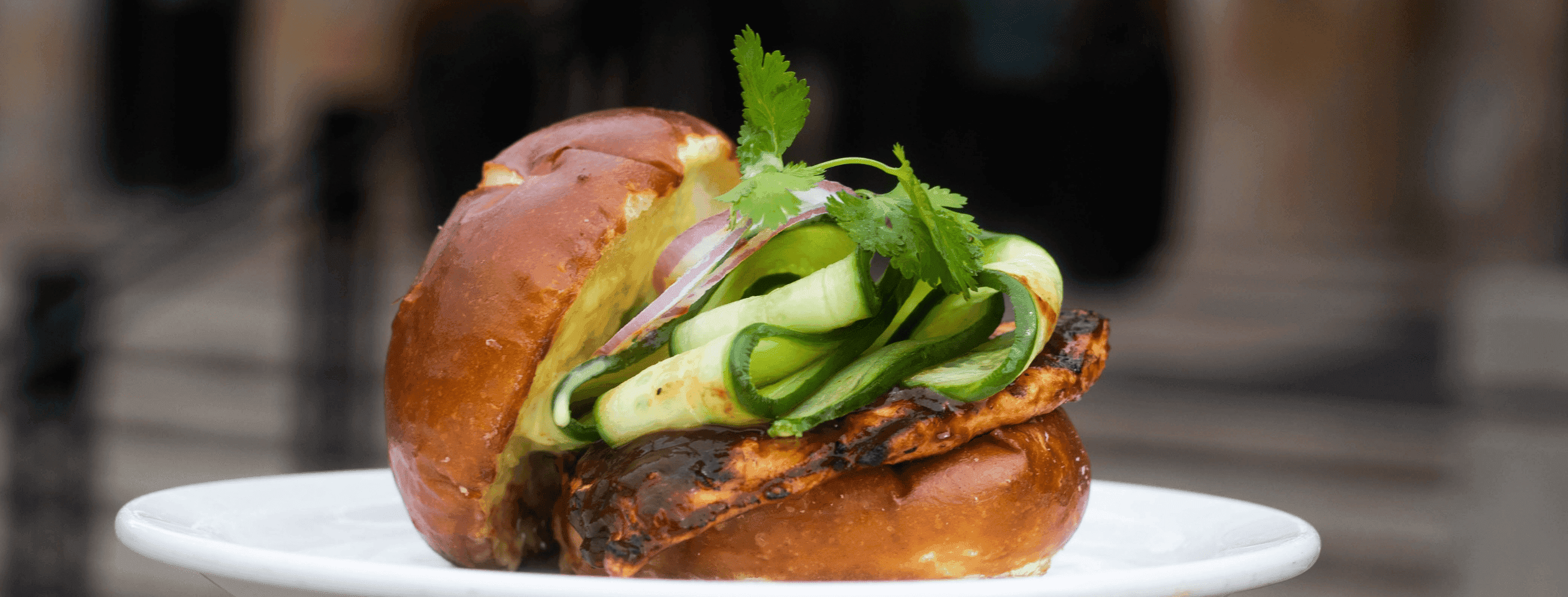 chicken burger in front of creelman